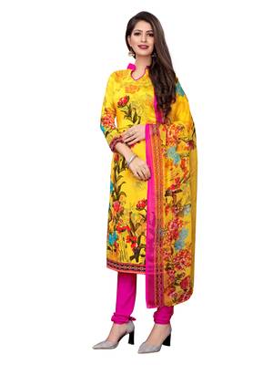 Yellow printed crepe salwar 2