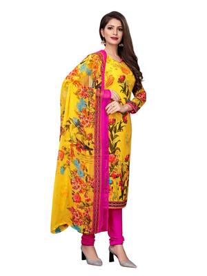 Yellow printed crepe salwar 3
