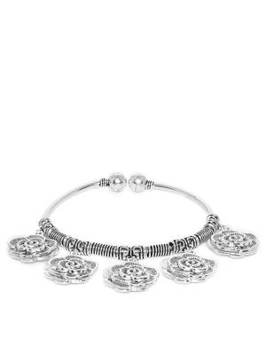 Zerokaata Chunky Floral Oxidized Silver Charm Bracelet 2