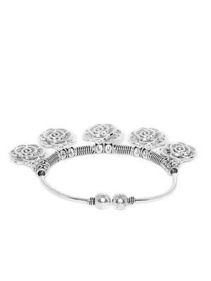 Zerokaata Chunky Floral Oxidized Silver Charm Bracelet 3