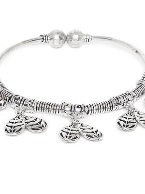 Zerokaata Pine Cone Oxidized Silver Charm Bracelet 4