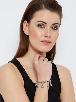 Zerokaata Pine Cone Oxidized Silver Charm Bracelet 5