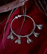 Zerokaata Pine Cone Oxidized Silver Charm Bracelet