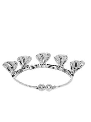 Zerokaata Cut Work Leaves Oxidized Silver Charm Bracelet 3
