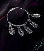 Zerokaata Cut Work Leaves Oxidized Silver Charm Bracelet