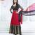 Red embroidered georgette salwar with dupatta