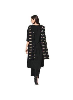 Black Color A-Line Foil Print Kurta Palazzo Set 2