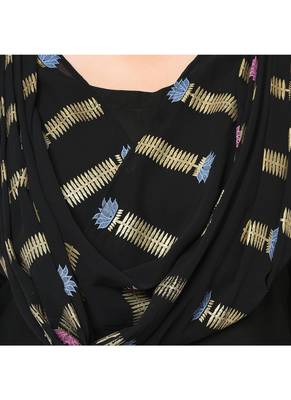 Black Color A-Line Foil Print Kurta Palazzo Set 4