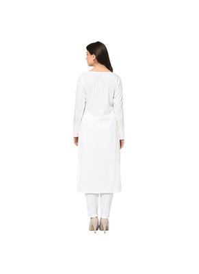 White Color Straight Foil Print Kurta 3