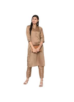 Brown Color Straight Copper Print Kurta 1