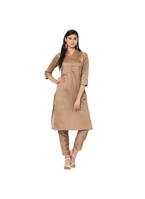 Brown Color Straight Copper Print Kurta 2