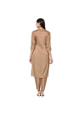 Brown Color Straight Copper Print Kurta 3
