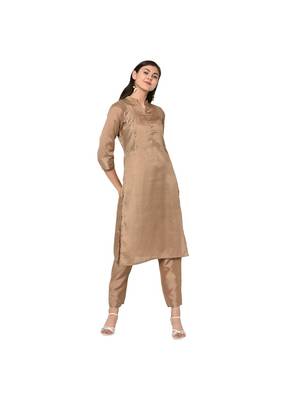 Brown Color Straight Copper Print Kurta 4