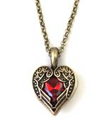 Red Rhinestone Heart Pendant Necklace(CFN0033)