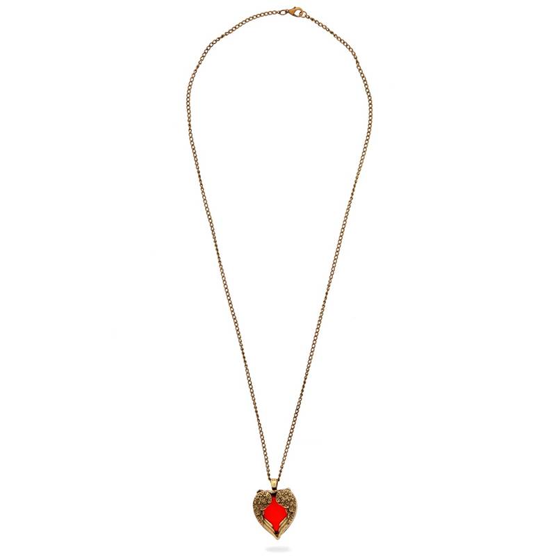 Red Rhinestone Heart Pendant Necklace(CFN0033)