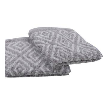 Diamonds Cotton Grey Hand Towel 16 X 24 inch Pack of 2 GSM 500 2