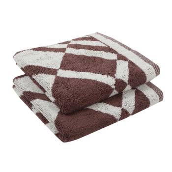 Rhombus Cotton Brown Hand Towel 16 X 24 inch Pack of 2 GSM 500 1