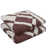 Rhombus Cotton Brown Hand Towel 16 X 24 inch Pack of 2 GSM 500