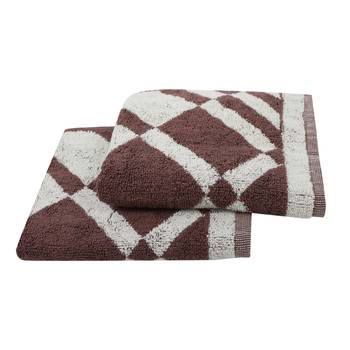 Rhombus Cotton Brown Hand Towel 16 X 24 inch Pack of 2 GSM 500 2