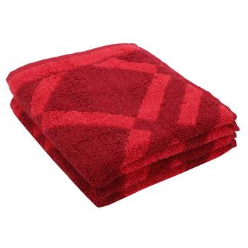 Rhombus Cotton Red Hand Towel 16 X 24 inch Pack of 2 GSM 500 1