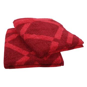 Rhombus Cotton Red Hand Towel 16 X 24 inch Pack of 2 GSM 500 2