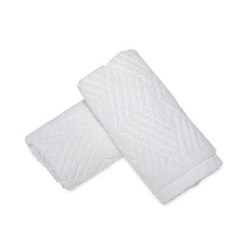 Pyramids Cotton White Hand Towel 16 X 24 inch Pack of 2 GSM 450 2