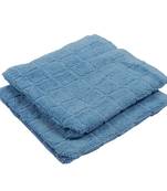 Checkers Cotton L.Blue Hand Towel 16 X 24 inch Pack of 2 GSM 280