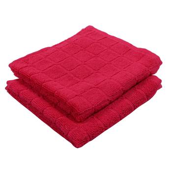 Checkers Cotton Red Hand Towel 16 X 24 inch Pack of 2 GSM 280 1