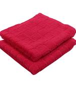 Checkers Cotton Red Hand Towel 16 X 24 inch Pack of 2 GSM 280