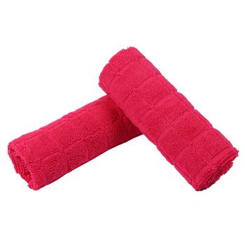 Checkers Cotton Red Hand Towel 16 X 24 inch Pack of 2 GSM 280 2