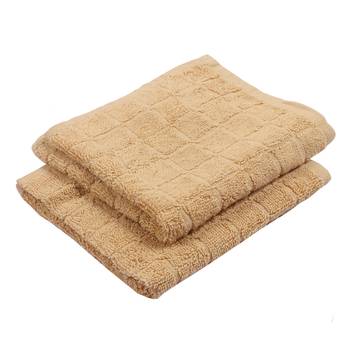 Checkers Cotton Beige Hand Towel 16 X 24 inch Pack of 2 GSM 280 1