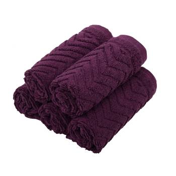 Chevy Solids Cotton Purple Face Towel 12 X12 inch Pack of 6 GSM 450 2