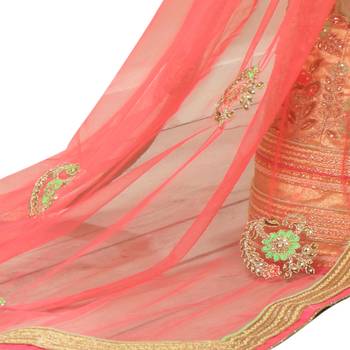 Light-Green Embroidered Silk Semi Stitched Lehenga With Dupatta 4