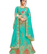 Light-Green Embroidered Silk Semi Stitched Lehenga With Dupatta