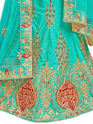 Light-Green Embroidered Silk Semi Stitched Lehenga With Dupatta 4