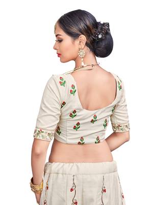 Grey Embroidered Silk Semi Stitched Lehenga With Dupatta 3