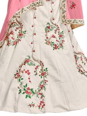 Grey Embroidered Silk Semi Stitched Lehenga With Dupatta 4