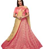 Pink Embroidered Jacquard Semi Stitched Lehenga With Dupatta