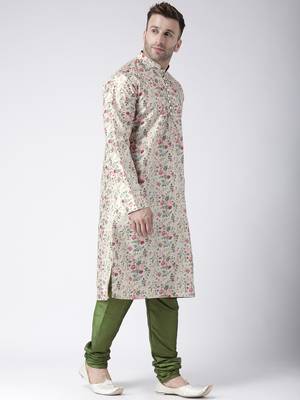 Green Printed Silk Blend Kurta Pajama 3