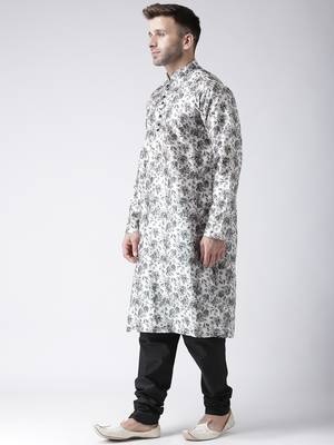 Black Printed Silk Blend Kurta Pajama 2