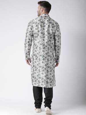 Black Printed Silk Blend Kurta Pajama 4