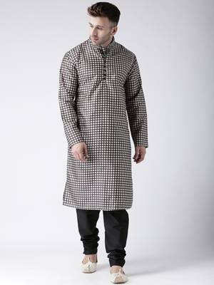 Black Printed Silk Blend Kurta Pajama 1