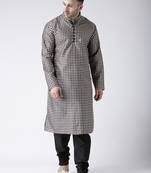 Black Printed Silk Blend Kurta Pajama