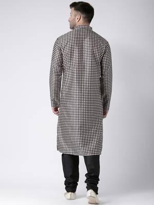 Black Printed Silk Blend Kurta Pajama 4