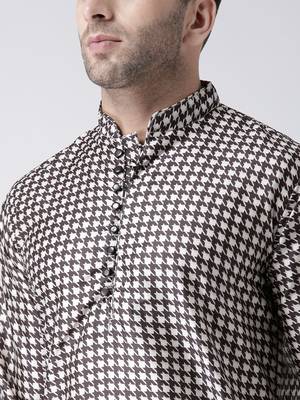 Black Printed Silk Blend Kurta Pajama 5