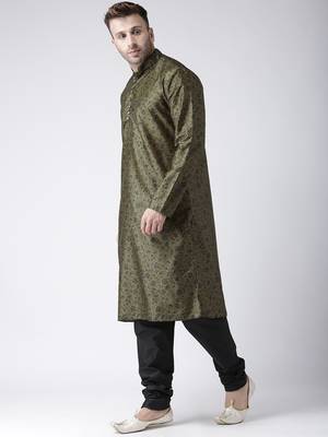 Black Printed Silk Blend Kurta Pajama 2