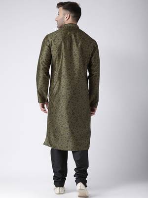 Black Printed Silk Blend Kurta Pajama 4