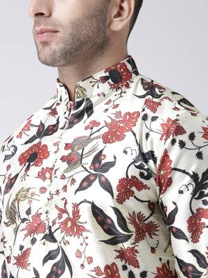 Maroon Printed Silk Blend Kurta Pajama 5