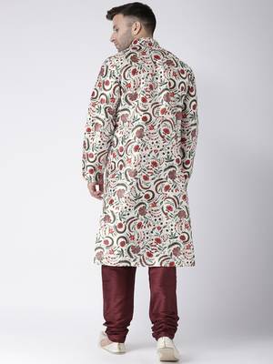 Maroon Printed Silk Blend Kurta Pajama 4