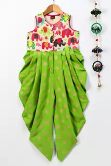 Red printed polyester kids tops